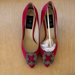 Elegant Red Heels with Embellishments-Brand New